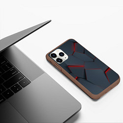 Чехол iPhone 11 Pro матовый Геометрический узор треснутого асфальта, цвет: 3D-коричневый — фото 2