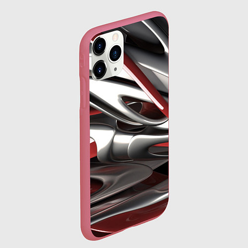 Чехол iPhone 11 Pro матовый Блестящие фигуры / 3D-Малиновый – фото 2
