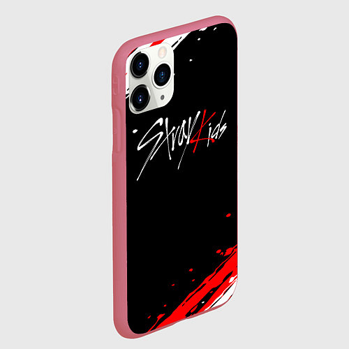 Чехол iPhone 11 Pro матовый Stray kids - краска / 3D-Малиновый – фото 2