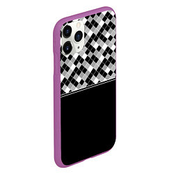 Чехол iPhone 11 Pro матовый Черно-белый геометрический узор, цвет: 3D-фиолетовый — фото 2