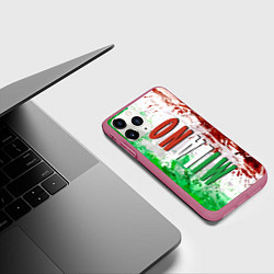 Чехол iPhone 11 Pro матовый Флаг Италии - кляксы, цвет: 3D-малиновый — фото 2