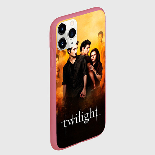Чехол iPhone 11 Pro матовый Сумерки сага бежевый и черный фон / 3D-Малиновый – фото 2