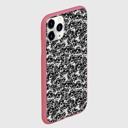 Чехол iPhone 11 Pro матовый Череп без зубов / 3D-Малиновый – фото 2