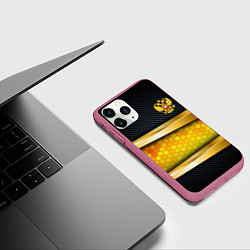 Чехол iPhone 11 Pro матовый Black & gold - герб России, цвет: 3D-малиновый — фото 2