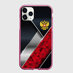 Чехол iPhone 11 Pro матовый Red & black Russia, цвет: 3D-малиновый