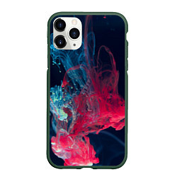 Чехол iPhone 11 Pro матовый Полёт красок во тьме, цвет: 3D-темно-зеленый