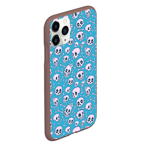Чехол iPhone 11 Pro матовый Весёлый череп с короной / 3D-Коричневый – фото 2