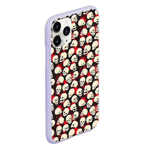 Чехол iPhone 11 Pro матовый Улыбающийся череп / 3D-Светло-сиреневый – фото 2
