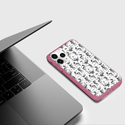 Чехол iPhone 11 Pro матовый Скелетон в шляпе, цвет: 3D-малиновый — фото 2