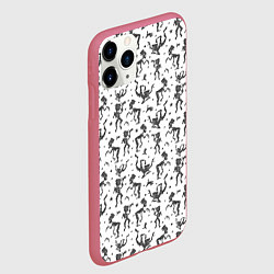 Чехол iPhone 11 Pro матовый Скелетон в шляпе, цвет: 3D-малиновый — фото 2