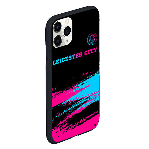 Чехол iPhone 11 Pro матовый Leicester City - neon gradient: символ сверху / 3D-Черный – фото 2