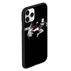 Чехол iPhone 11 Pro матовый Krav-maga jump shot, цвет: 3D-черный — фото 2