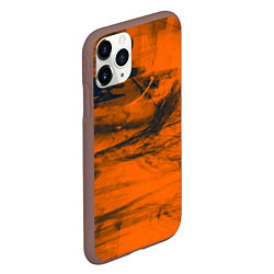 Чехол iPhone 11 Pro матовый Абстрактная оранжевая поверхность и чёрные тени, цвет: 3D-коричневый — фото 2