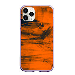 Чехол iPhone 11 Pro матовый Абстрактная оранжевая поверхность и чёрные тени, цвет: 3D-светло-сиреневый