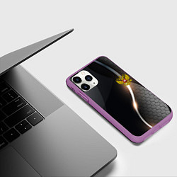 Чехол iPhone 11 Pro матовый Герб РФ киберпанк, цвет: 3D-фиолетовый — фото 2