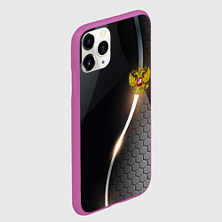 Чехол iPhone 11 Pro матовый Герб РФ киберпанк, цвет: 3D-фиолетовый — фото 2