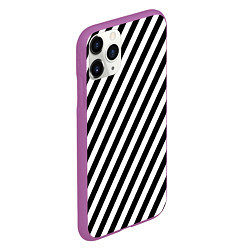 Чехол iPhone 11 Pro матовый Черно-белые полоски, цвет: 3D-фиолетовый — фото 2