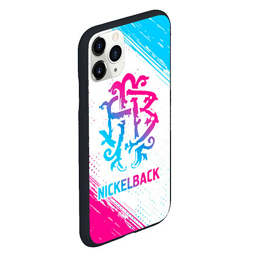 Чехол iPhone 11 Pro матовый Nickelback neon gradient style / 3D-Черный – фото 2