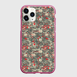 Чехол iPhone 11 Pro матовый Череп и брызги крови, цвет: 3D-малиновый