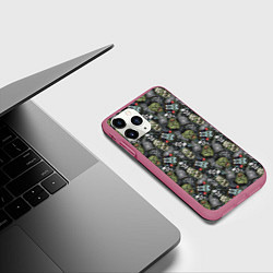 Чехол iPhone 11 Pro матовый Череп, зомби и вампир, цвет: 3D-малиновый — фото 2