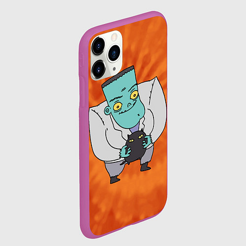 Чехол iPhone 11 Pro матовый Фрэнк и котик / 3D-Фиолетовый – фото 2