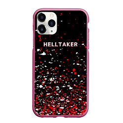 Чехол iPhone 11 Pro матовый Helltaker краска, цвет: 3D-малиновый
