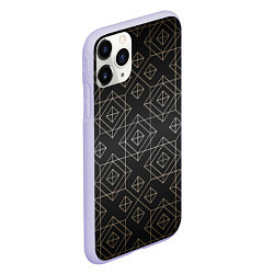 Чехол iPhone 11 Pro матовый Black gold- Ромбы, цвет: 3D-светло-сиреневый — фото 2