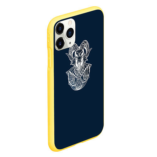 Чехол iPhone 11 Pro матовый Баран Art Череп / 3D-Желтый – фото 2