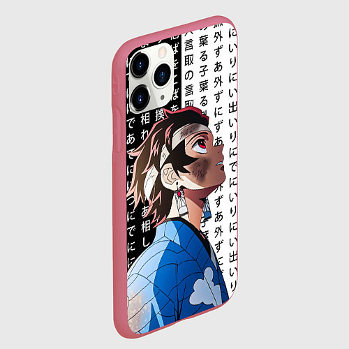 Чехол iPhone 11 Pro матовый Танджиро Комадо - Клинок / 3D-Малиновый – фото 2
