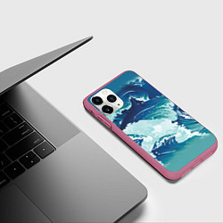 Чехол iPhone 11 Pro матовый Несущиеся морские волны, цвет: 3D-малиновый — фото 2