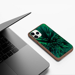 Чехол iPhone 11 Pro матовый Объёмные острые зелёные фигуры, цвет: 3D-коричневый — фото 2