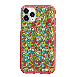 Чехол iPhone 11 Pro матовый Монстрики, животные и пришельцы, цвет: 3D-красный
