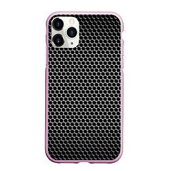 Чехол iPhone 11 Pro матовый Металлическая ячеистая сетка, цвет: 3D-розовый