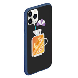 Чехол iPhone 11 Pro матовый Апельсиновый сок - Черная версия, цвет: 3D-тёмно-синий — фото 2
