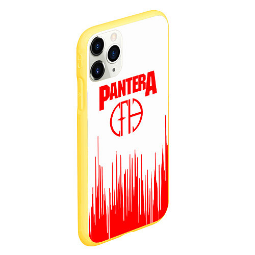 Чехол iPhone 11 Pro матовый Pantera текстура красная / 3D-Желтый – фото 2
