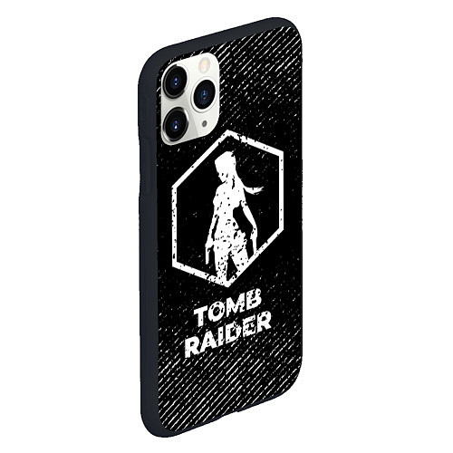 Чехол iPhone 11 Pro матовый Tomb Raider с потертостями на темном фоне / 3D-Черный – фото 2