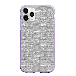 Чехол iPhone 11 Pro матовый Орнамент треугольник, цвет: 3D-светло-сиреневый