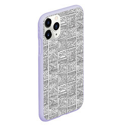 Чехол iPhone 11 Pro матовый Орнамент треугольник, цвет: 3D-светло-сиреневый — фото 2