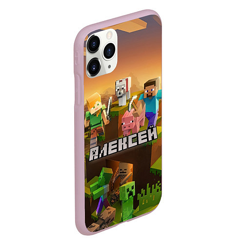 Чехол iPhone 11 Pro матовый Алексей Minecraft / 3D-Розовый – фото 2