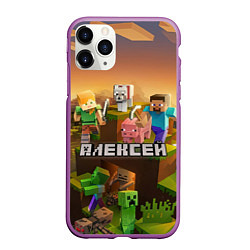 Чехол iPhone 11 Pro матовый Алексей Minecraft, цвет: 3D-фиолетовый