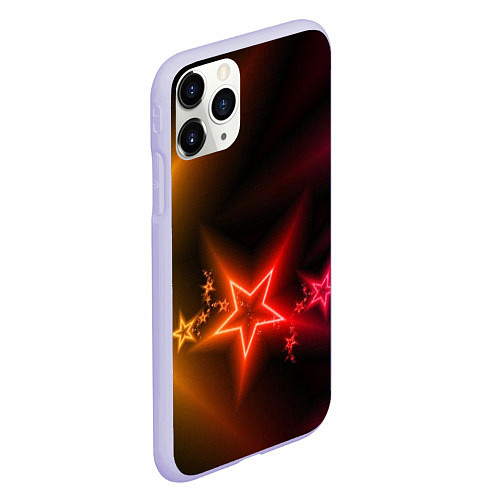 Чехол iPhone 11 Pro матовый Звёзды с неоновым свечением / 3D-Светло-сиреневый – фото 2