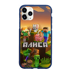 Чехол iPhone 11 Pro матовый Алиса Minecraft, цвет: 3D-тёмно-синий