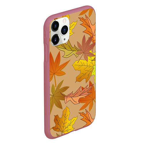 Чехол iPhone 11 Pro матовый Осенняя атмосфера / 3D-Малиновый – фото 2