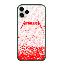 Чехол iPhone 11 Pro матовый Metallica - брызги, цвет: 3D-темно-зеленый