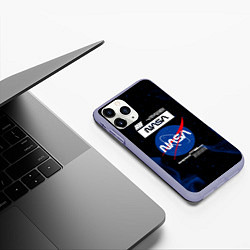 Чехол iPhone 11 Pro матовый Nasa - синее пламя, цвет: 3D-светло-сиреневый — фото 2