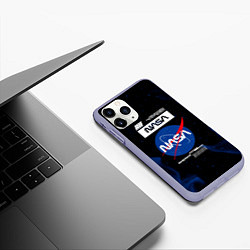 Чехол iPhone 11 Pro матовый Nasa - синее пламя, цвет: 3D-светло-сиреневый — фото 2