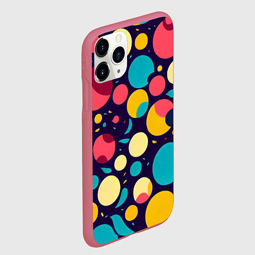 Чехол iPhone 11 Pro матовый Яркие позитивные кружочки / 3D-Малиновый – фото 2