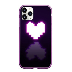 Чехол iPhone 11 Pro матовый Undertale heart neon, цвет: 3D-фиолетовый