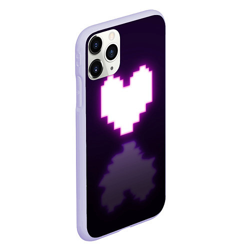 Чехол iPhone 11 Pro матовый Undertale heart neon / 3D-Светло-сиреневый – фото 2