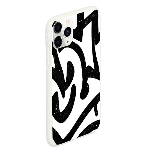 Чехол iPhone 11 Pro матовый Хаотичные узоры в стиле граффити / 3D-Белый – фото 2